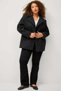 Ellos Jakker & Frakker>Plus collection Kort frakke i uldmiks Sort