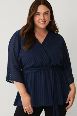 Ellos Skjorter & Bluser>Plus collection Bluse med V-hals Blå