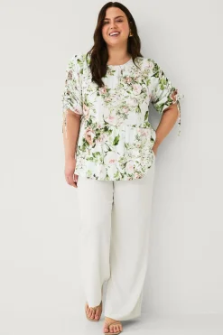 Ellos Skjorter & Bluser>Plus collection Bluse med peplum Rosablomstret