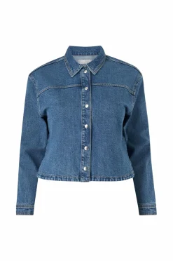 Ellos Jakker & Frakker>Plus collection Kort cowboyjakke Mellanblå