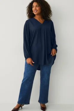Ellos Plus collection Tunika med v-hals mørkeblå Best