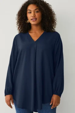 Ellos Plus collection Tunika med v-hals mørkeblå Best