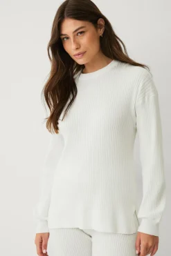 Ellos STUDIO Blød ribstrikket trøje hvid Clearance