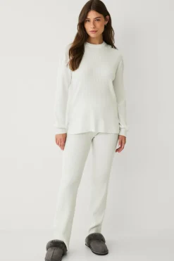 Ellos Loungewear & Homewear>STUDIO Bløde ribstrikkede bukser hvid