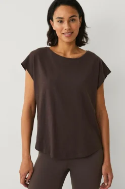 Ellos Træningstøj|Træningstøj>STUDIO Firkantet T-shirt blød Mørkebrun