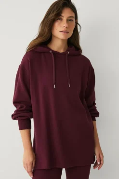 Ellos Træningstøj|Træningstøj>STUDIO Lang hættetrøje vinrød