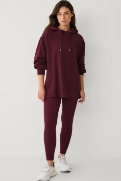 Ellos Træningstøj|Træningstøj>STUDIO Lang hættetrøje vinrød