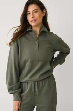 Ellos STUDIO Sweatshirt med høj krave grågrøn Discount