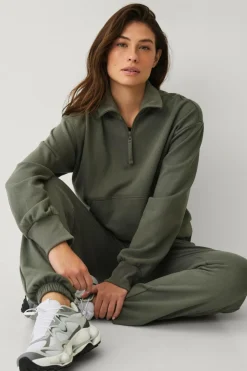 Ellos STUDIO Sweatshirt med høj krave grågrøn Discount