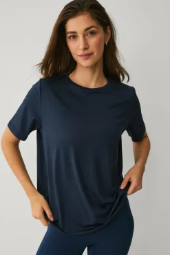 Ellos STUDIO Træningstop Loose Top Core SS Mørk blå Hot