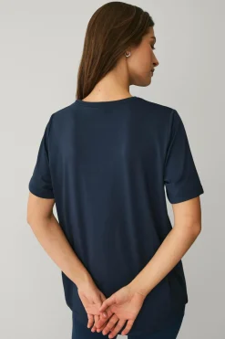 Ellos STUDIO Træningstop Loose Top Core SS Mørk blå Hot