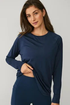 Ellos Træningstøj|Træningstøj>STUDIO Træningstop Loose Top Core LS Mørk blå