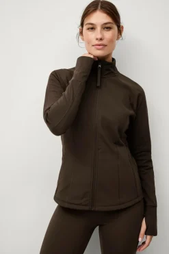 Ellos STUDIO Træningsjakke Warm Full Zip Core Mørkebrun Outlet