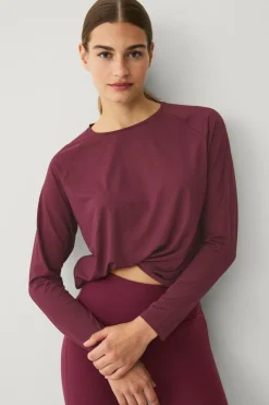 Ellos STUDIO Træningstop Loose Top Core LS vinrød Clearance