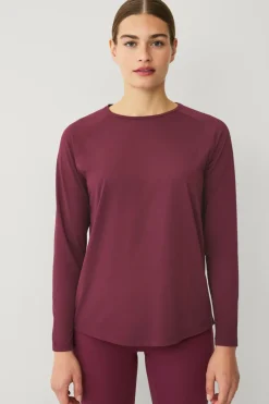 Ellos STUDIO Træningstop Loose Top Core LS vinrød Clearance