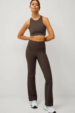 Ellos STUDIO Træningstights Flare Structure Tights Mørkebrun Best