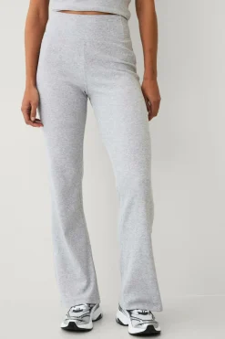 Ellos STUDIO Yogabukser Straight Leg Soft Rib Lysegrå melange Best
