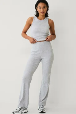Ellos STUDIO Yogabukser Straight Leg Soft Rib Lysegrå melange Best