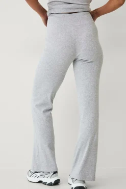 Ellos STUDIO Yogabukser Straight Leg Soft Rib Lysegrå melange Best