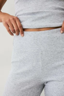 Ellos STUDIO Yogabukser Straight Leg Soft Rib Lysegrå melange Best