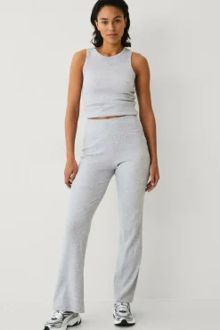 Ellos STUDIO Yogabukser Straight Leg Soft Rib Lysegrå melange Best