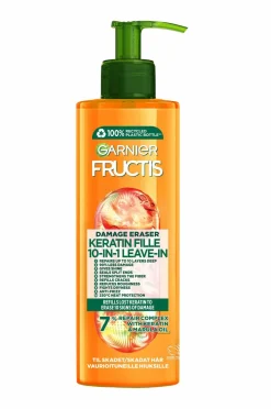 Garnier Fructis Damage Eraser Keratin Filler 10-I-1 Leave-In For Damaged Hair 400 Ml No Color New