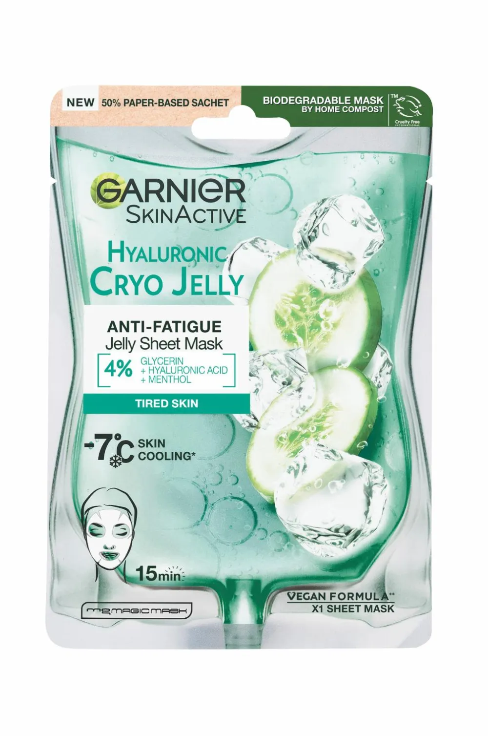 Garnier Ansigtspleje|Ansigtspleje>Skinactive Hyaluronic Cryo Jelly Face Sheet Mask For Tired Skin No Color