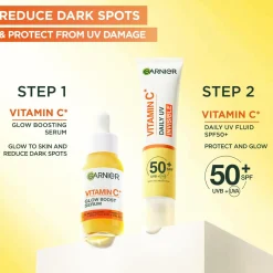 Garnier Vitamin C* Glow-Boosting Daily UV Fluid SPF50+ For Dull Skin Invisible 40 Ml No Color New