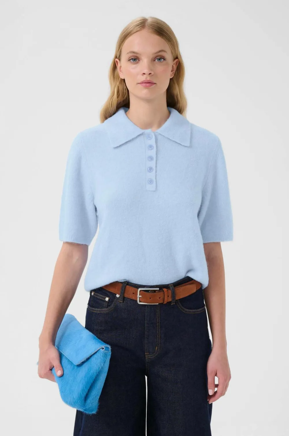 Gestuz Pullover GZalpha ss Polo Centaurea mélange Outlet