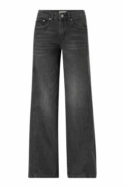 Gina Tricot Jeans Low Wide Front Seam Offblack Sale
