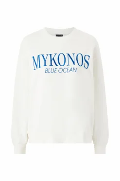 Gina Tricot Sweatshirt Embroidery Sweater Offwhite/Blue (1116) Best