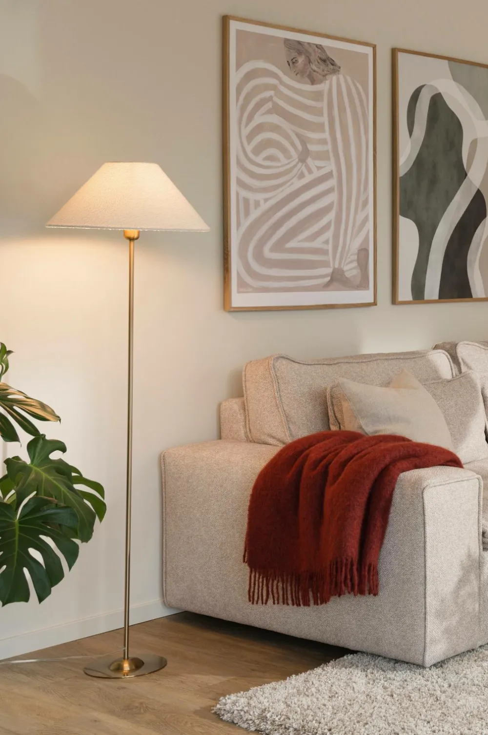 Globen Lighting Lampeskærm Iris 45 Cremehvid bouclé Best