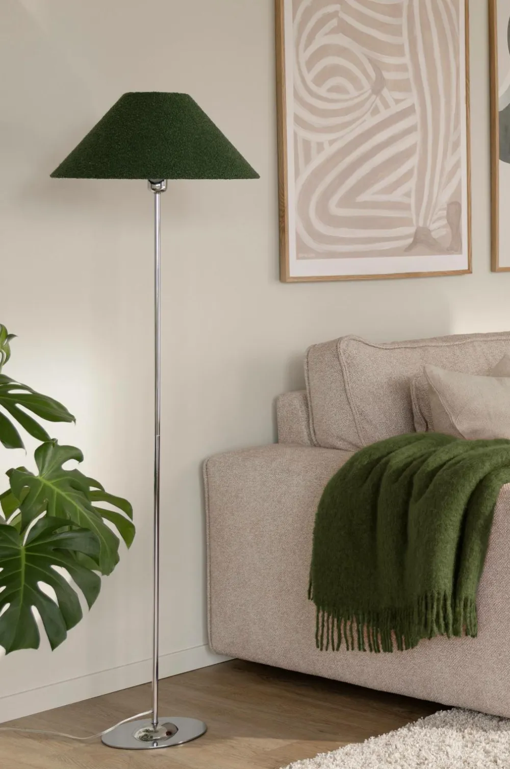 Globen Lighting Lampeskærme>Lampeskærm Iris 45 Mosgrøn bouclé