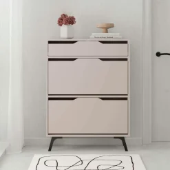 Hanah Home Entrémøbler>Skoskab Chara Lys mokka/sort