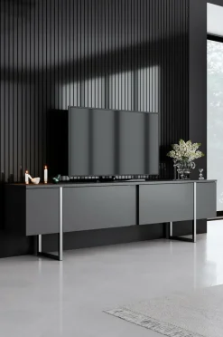 Hanah Home Tv-Bænke>TV-bænk Laurel Antracit/sølv