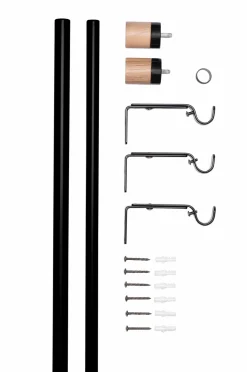 Hasta Gardinstangssæt Astrid 110-200 cm Sort/træ Discount