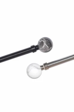 Hasta Gardintilbehør>Gardinstangssæt Ofelia 110-200 cm Sort/sort marmor