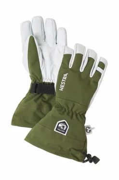 Hestra Skihandsker Army Leather Heli Ski 5 finger Olive Discount