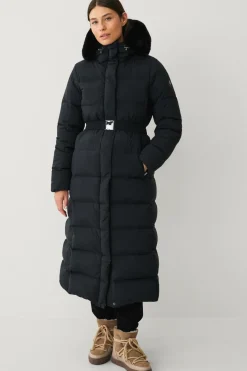 Áhkká Dunfrakke Gold Long Down Coat Matte Sort Online