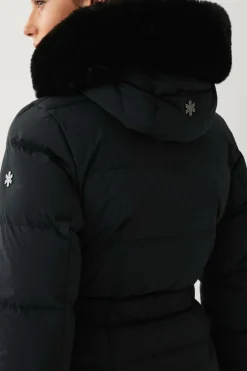 Áhkká Dunfrakke Gold Long Down Coat Matte Sort Online