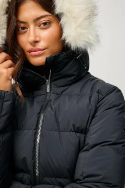 Áhkká Dunfrakke Gold Mid Down Coat Matte Sort Sale