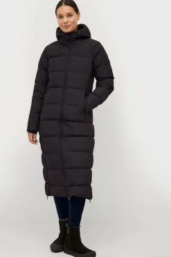 Áhkká Dunfrakke med hætte Sort