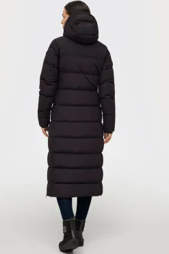 Áhkká Dunfrakke med hætte Sort