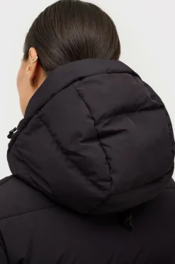 Áhkká Dunfrakke med hætte Sort