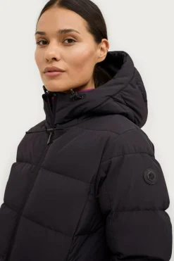 Áhkká Dunfrakke med hætte Sort