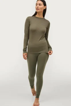Áhkká Skiundertøj|Skiundertøj>Langærmet undertrøje Merino Wool LS Tee W Mørk olivengrøn