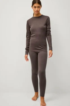 Áhkká Langærmet undertrøje Merino Wool LS Tee W Mørkebrun Best
