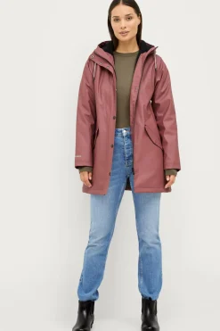 Áhkká Regnparkacoat med plysfor Brunrosa Sale
