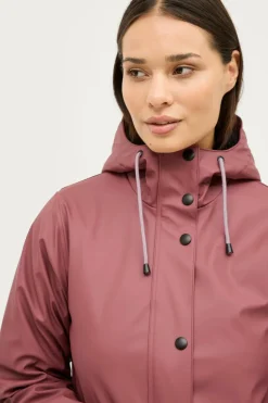Áhkká Regnparkacoat med plysfor Brunrosa Sale