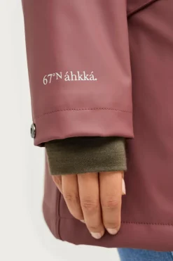 Áhkká Regnparkacoat med plysfor Brunrosa Sale